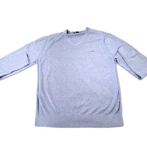 Michael Kors Light Blue V-Neck Cotton‎ With Logo Pullover Large Men's Sweater